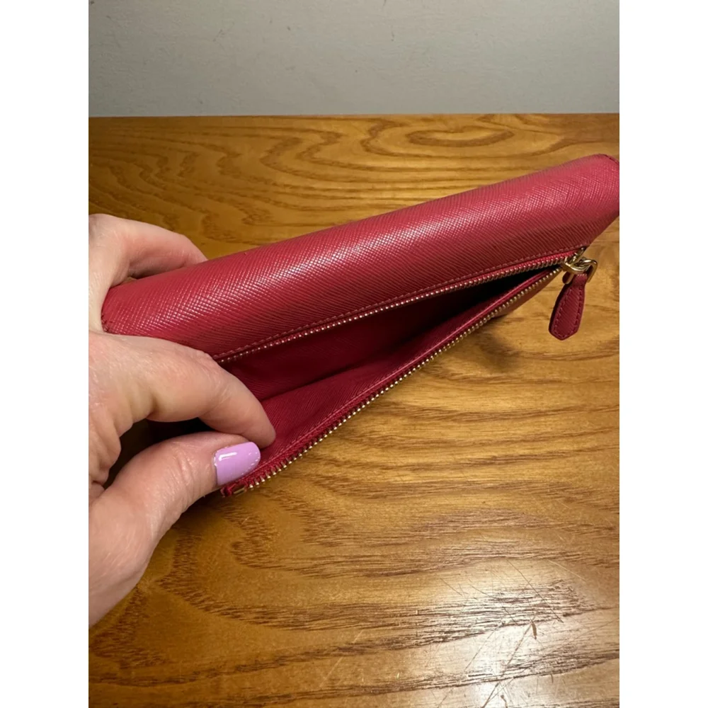 Prada Red Leather Long Flap Wallet
